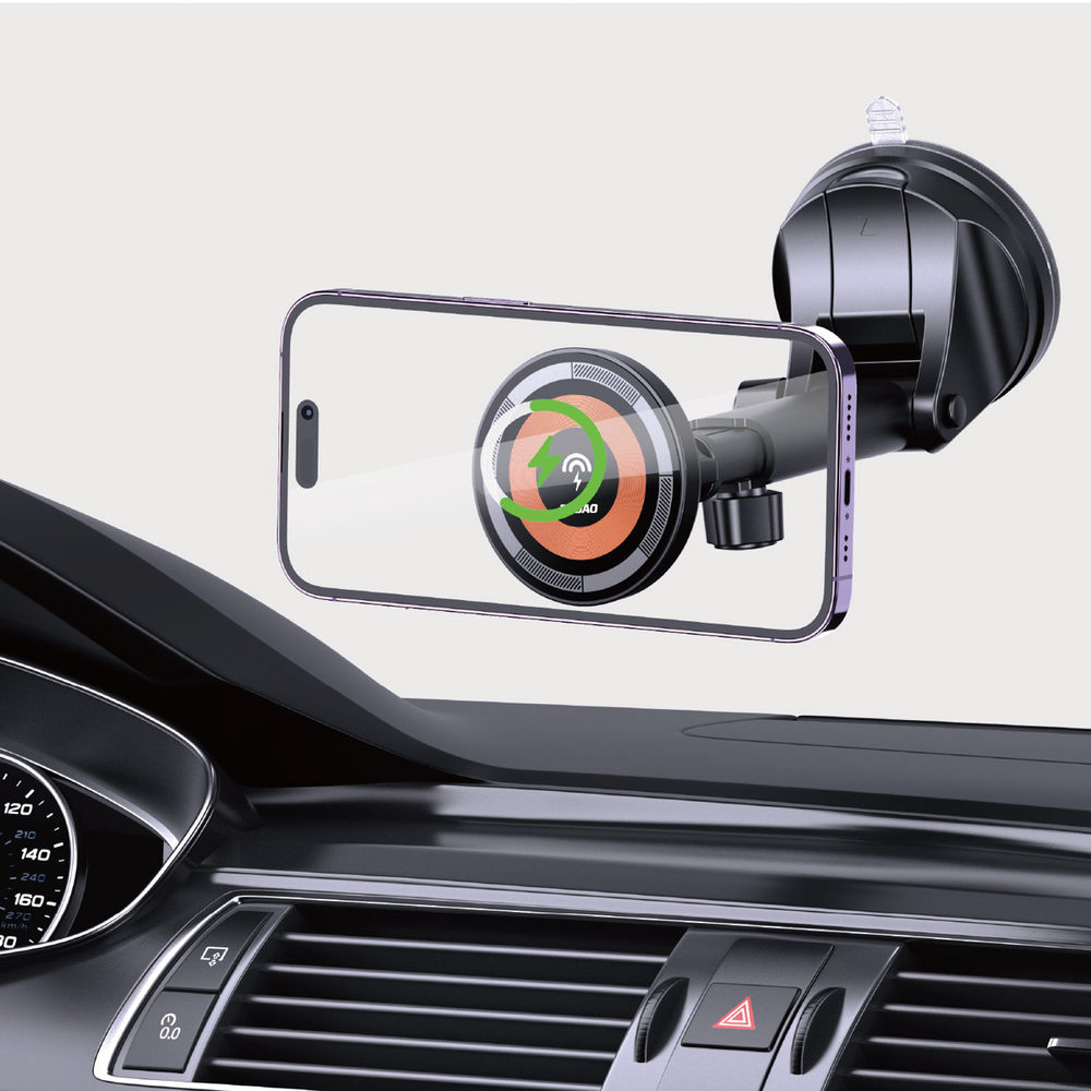Dudao F12MAX+ autós tartó 15W vezeték nélküli töltővel, Magsafe kompatibilis - Fekete-3