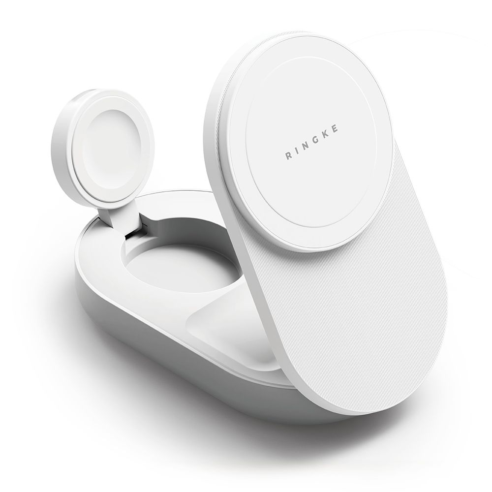 Ringke Qi2.2 25w 3 az 1-ben mágneses Magsafe vezeték nélküli összecsukható töltő Fehér-0