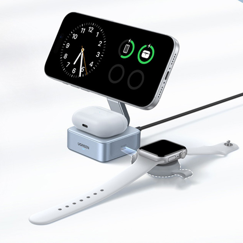 UGREEN W752 2in1 vezeték nélküli töltő állomás, 35W, 3A, 1 x USB-C, kék-7