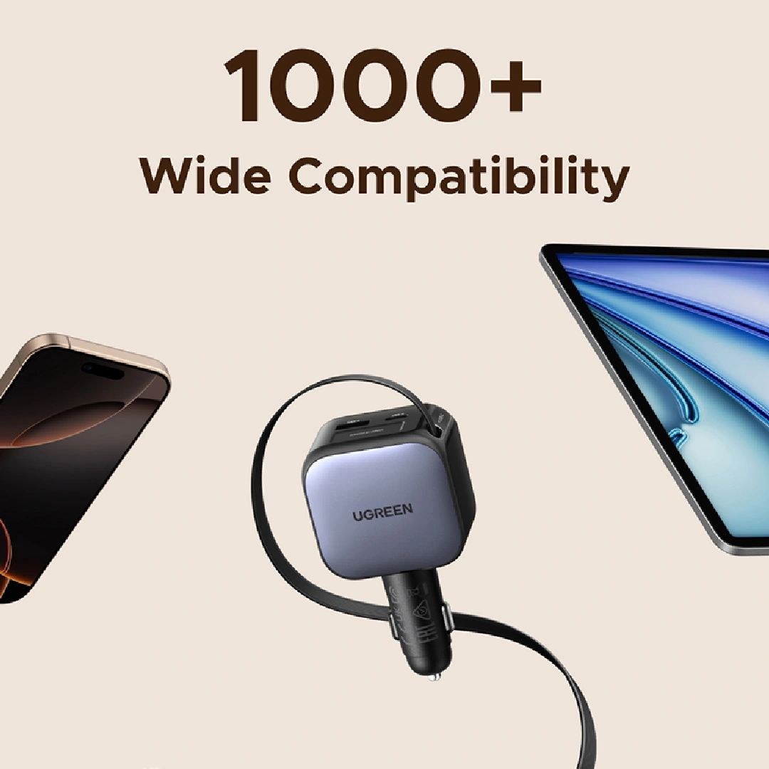 UGREEN EC604 (55910B) Nexode autós töltő, 145W, 3A, 1 x USB-A - 2 x USB-C, USB-C kábellel, fekete-4