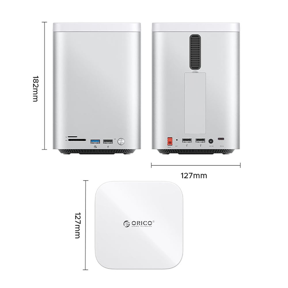 Orico MiniTower Dokkolóállomás Merevlemeztálcákkal akár 56TB-ig - Ezüst-9