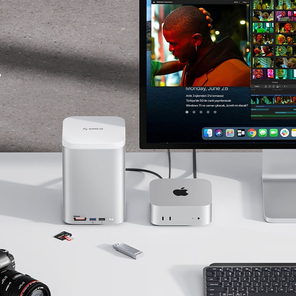 Orico MiniTower Dokkolóállomás Merevlemeztálcákkal akár 56TB-ig - Ezüst-4