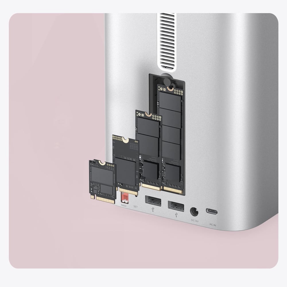 Orico MiniTower Dokkolóállomás Merevlemeztálcákkal akár 56TB-ig - Ezüst-2