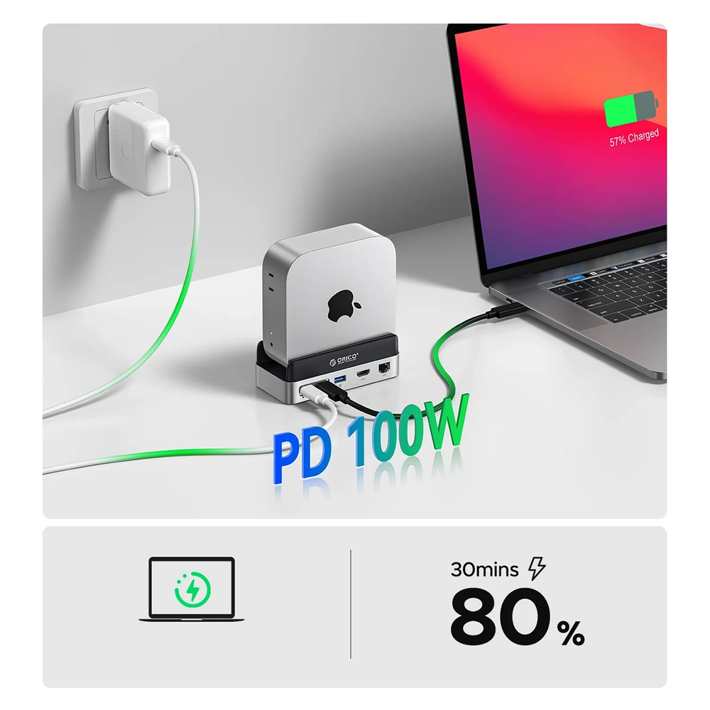 Orico MiniDock 10 az 1-ben dokkolóállomás SSD merevlemez foglalattal - Ezüst-4