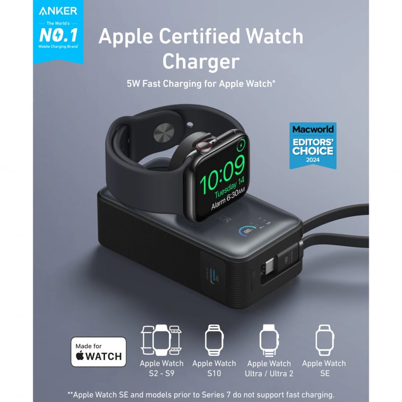 Anker MagGo powerbank, 10000mAh, 35W, PD + QI, fekete A1657H11-5