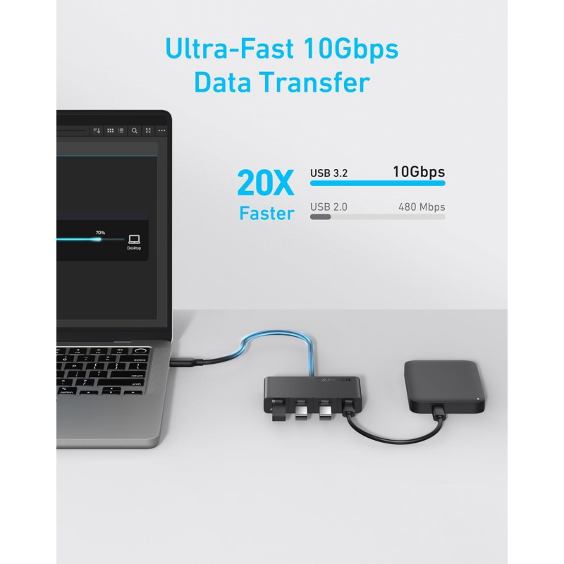 Anker USB-C Hub, 4 x USB-C, Fekete A8340GA1-4