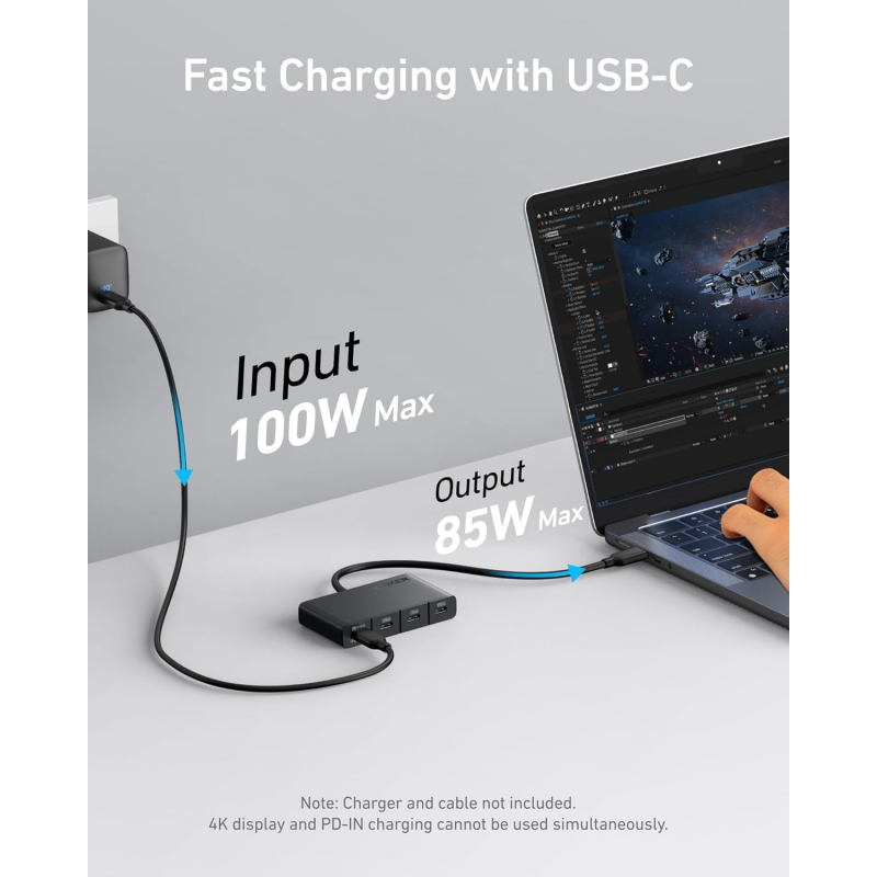 Anker USB-C Hub, 4 x USB-C, Fekete A8340GA1-5