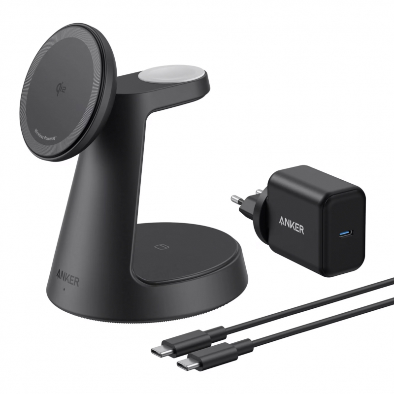 Anker MagGo 3in1 vezeték nélküli töltőállomás, 15W, 1.67A, fekete B25M4G11-0