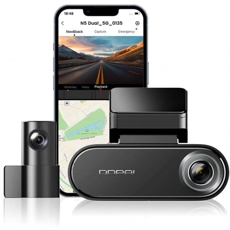 Dash + Hátsó Kamera DDPAI N5 Dual, 4K, Wi-Fi, GPS, AI, Fekete-2