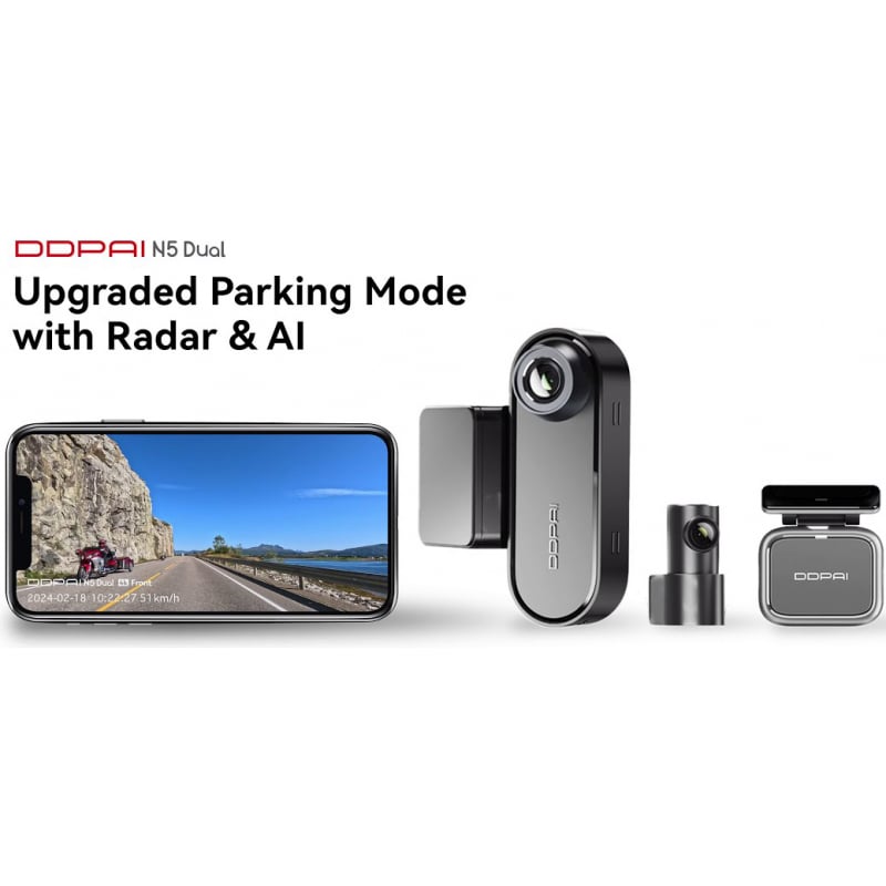 Dash + Hátsó Kamera DDPAI N5 Dual, 4K, Wi-Fi, GPS, AI, Fekete-3
