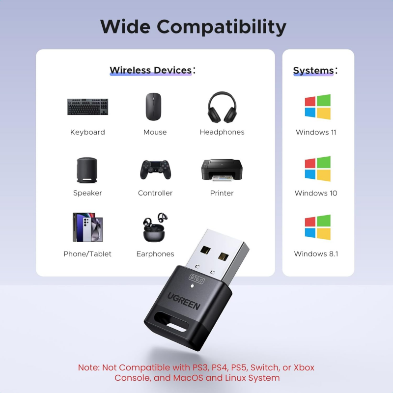 UGREEN CM748 (75073) Bluetooth adapter, fekete-3