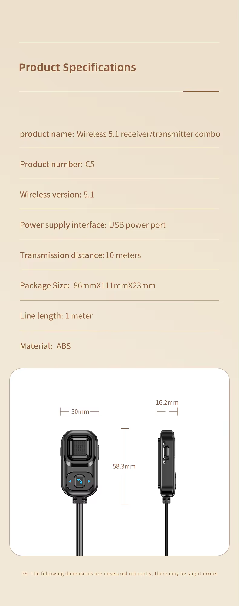HIGI C5 Bluetooth 5.0 vezeték nélküli audió adapter, autós kihangosító és zenelejátszó funkcióval-1