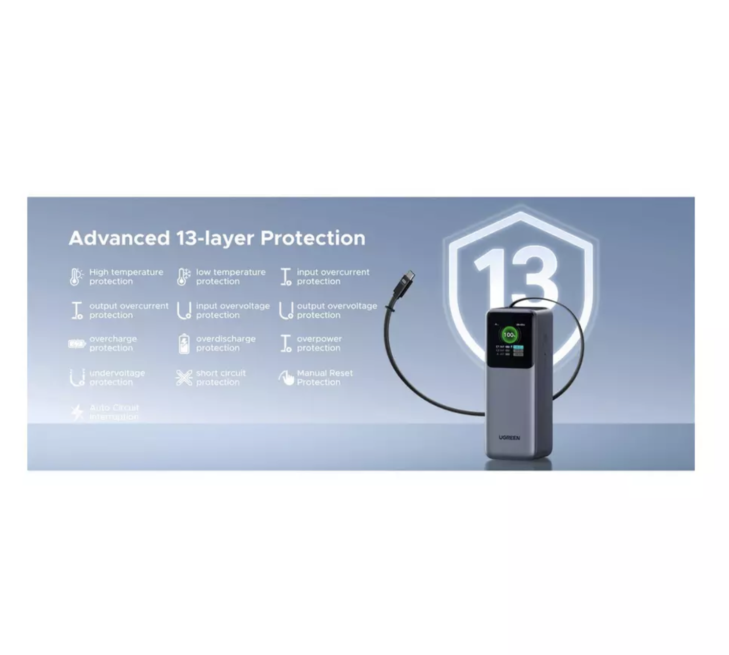 Powerbank UGREEN PB726 (55987B), 20000mAh, 165W, QC + PD, Szürke-4