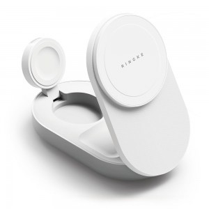 Ringke Qi2.2 25w 3 az 1-ben mágneses Magsafe vezeték nélküli összecsukható töltő Fehér