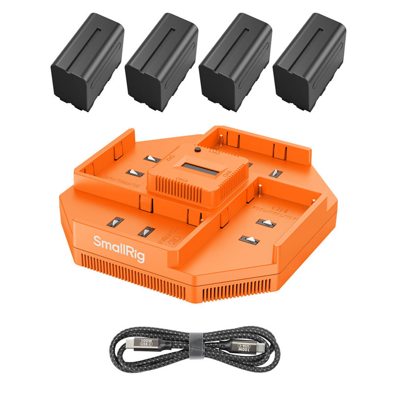 Smallrig 4834 NP-F970 4-Channel Camera Battery Charger & 4-Battery Kit-3