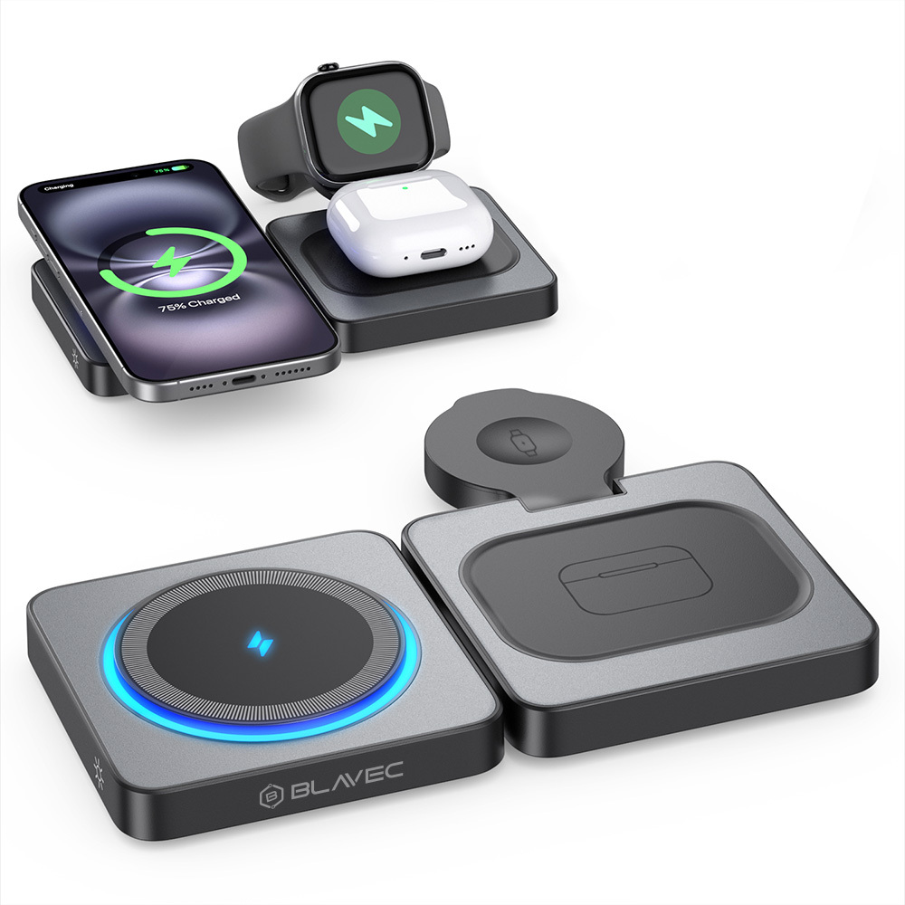  Blavec BQI-04 Qi 15W Magsafe töltőállomás 3in1 UniCharge (BQI04-QIMB) fekete-8