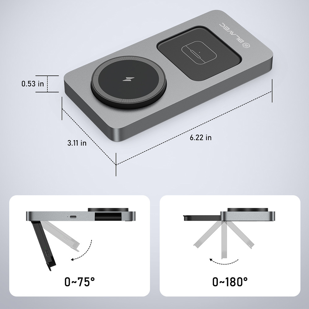 Blavec Indukciós töltő BQI-05 Qi 15W mágneses Magsafe 3 az 1-ben UniCharge (BQI05-QIMS) ezüst-4