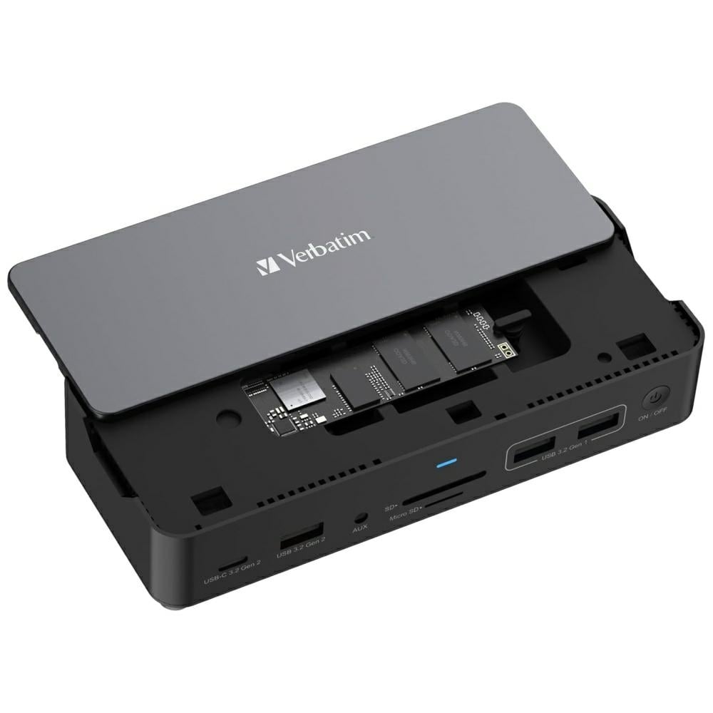 Verbatim 15 az 1-ben USB-C dokkolóállomás adapter - 2x HDMI, 1x RJ45, 3x USB-A, 3x USB-C, 1x SD, 1x microSD, 1x Audio, 1x DisplayPort, 1x SSD szürke 32173-1