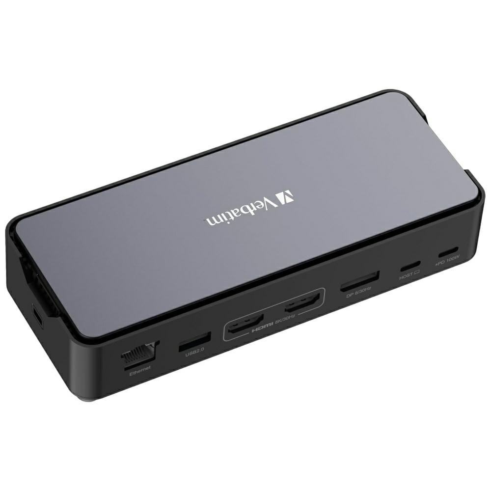 Verbatim 15 az 1-ben USB-C dokkolóállomás adapter - 2x HDMI, 1x RJ45, 3x USB-A, 3x USB-C, 1x SD, 1x microSD, 1x Audio, 1x DisplayPort, 1x SSD szürke 32173-2