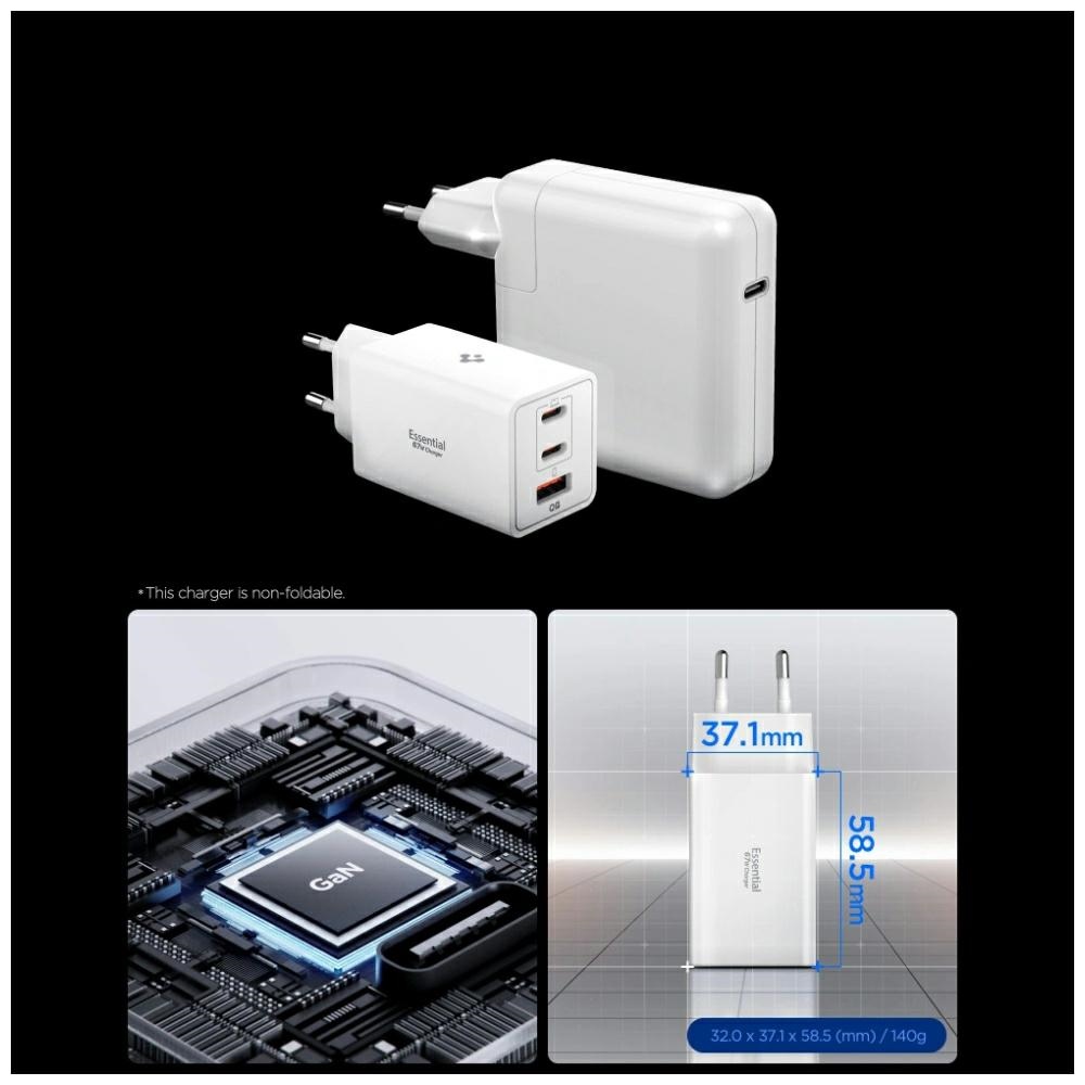 Spigen Essential Ee673eu 3-portos hálózati töltő 67W Fehér-1