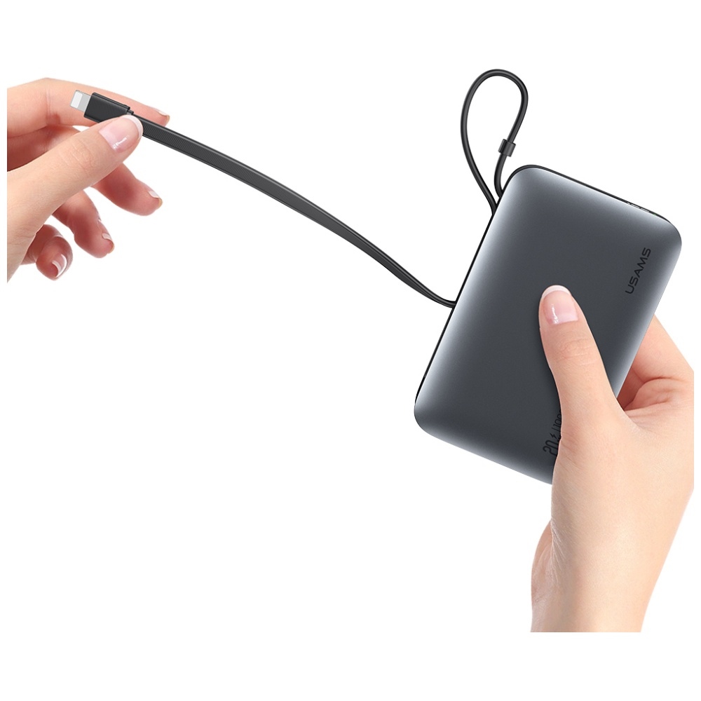 Powerbank USAMS XR sorozat CD228 10000mAh 20W + USB-C/Lightning kábel fekete-6