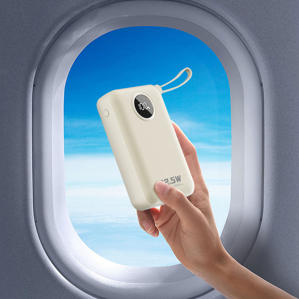 Dudao K14+ 22,5W 20000 mAh beépített type-C és lightning kábeles powerbank fehér-6