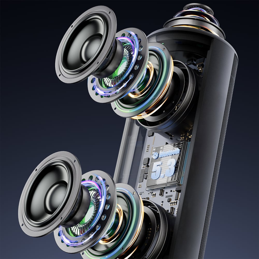  Dudao Y21 Pro Fekete Vezeték nélküli Hangszóró RGB Háttérvilágítással Bluetooth 5.3 - 80 W-2