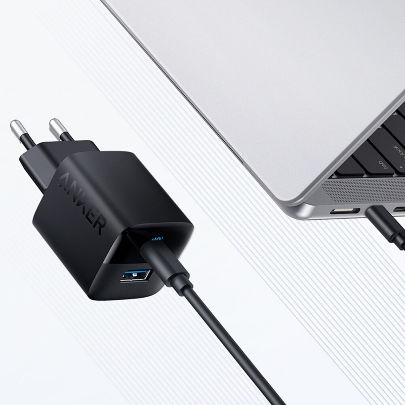 Fali Töltő Anker 323, 33W, 3A, 1 x USB-A - 1 x USB-C, Fekete A2331G11-2