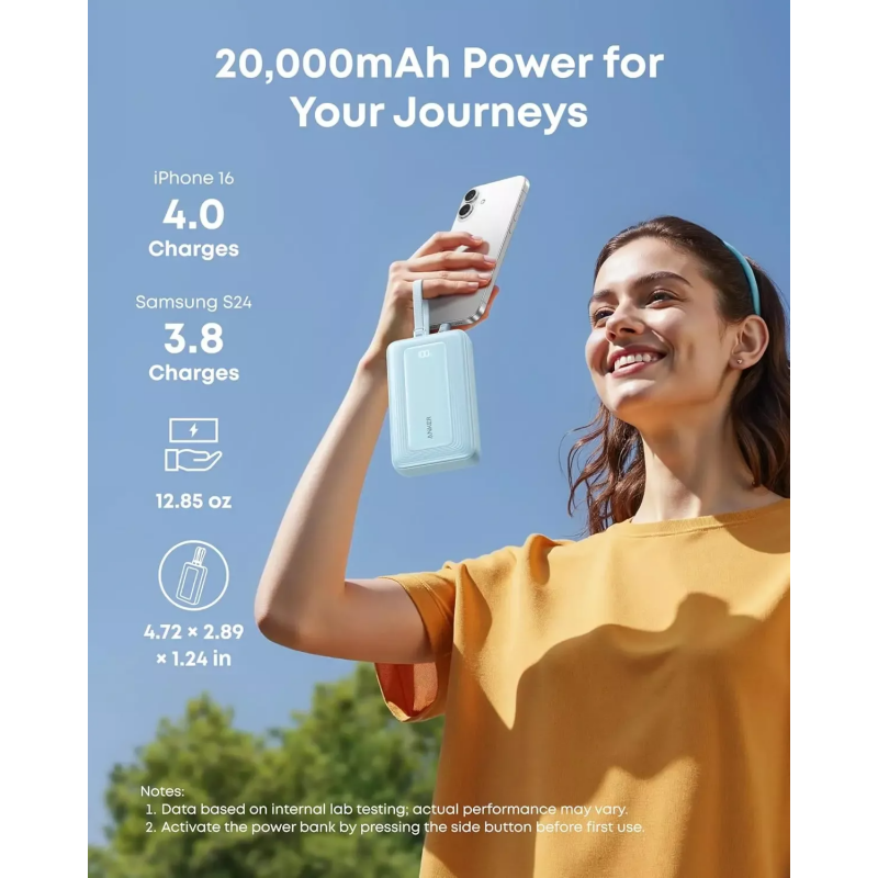 Powerbank Anker Zolo, 20000mAh, 45W, QC + PD, Fekete A1681H12-3