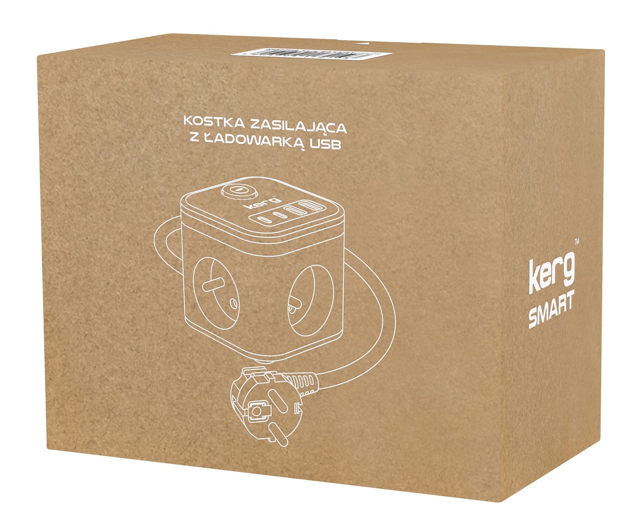 KERG Smart 2-aljzatú elosztó USB-A + USB-C töltővel és LED fénnyel fekete-2
