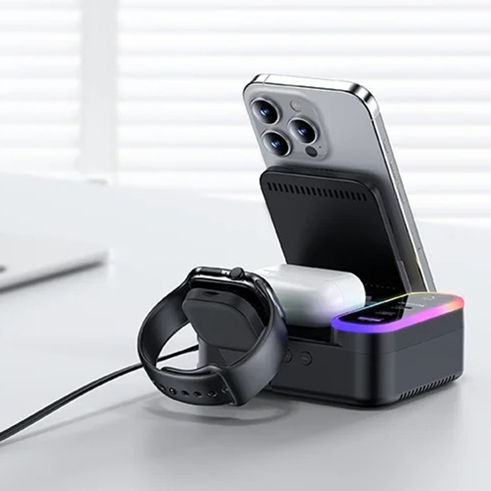 Yesido - Vezeték nélküli Töltőállomás (DS38) - 8 az 1-ben, MagSafe, Gyors Töltés, Qi2, iPhone-hoz, AirPods-hoz, Apple Watch-hoz, 65W - Fekete-2