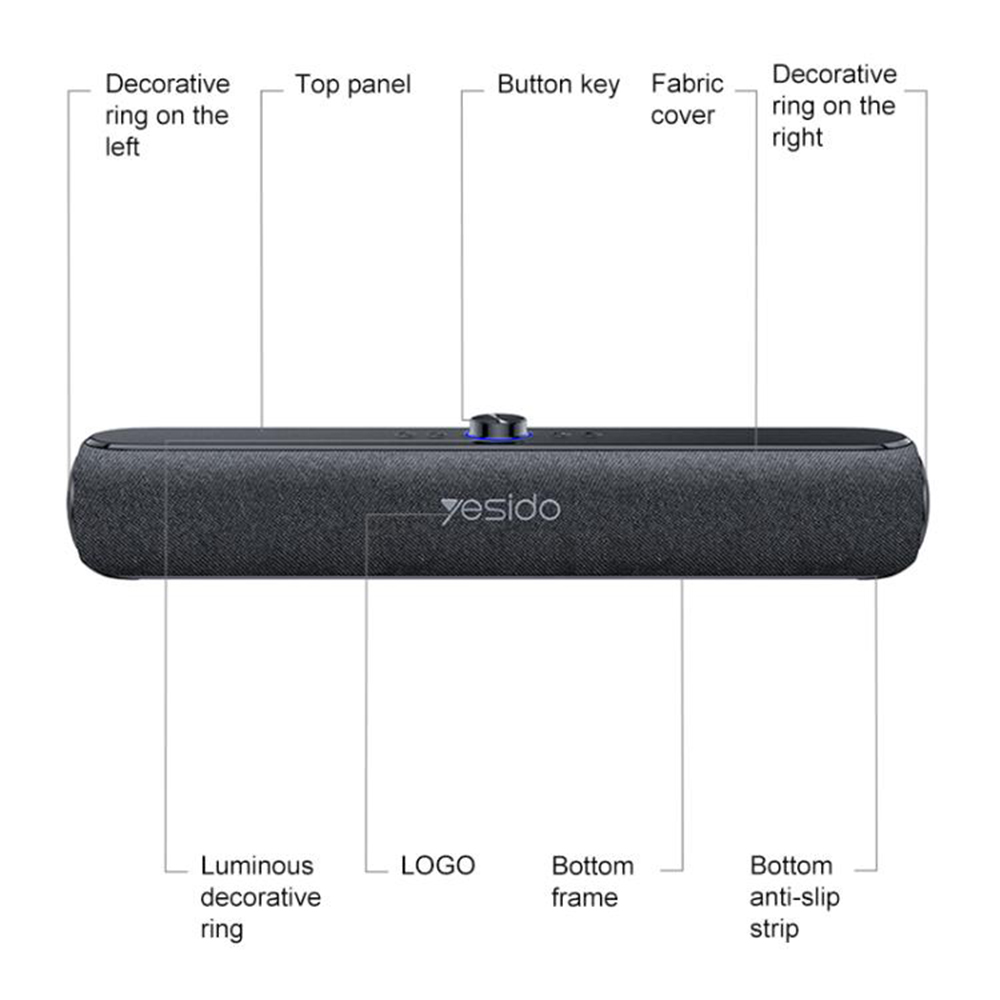 Yesido - Vezeték nélküli hangszóró (YSW42) - Bluetooth 5.3, Type-C, TF, 2000mAh, 20W - Fekete-1