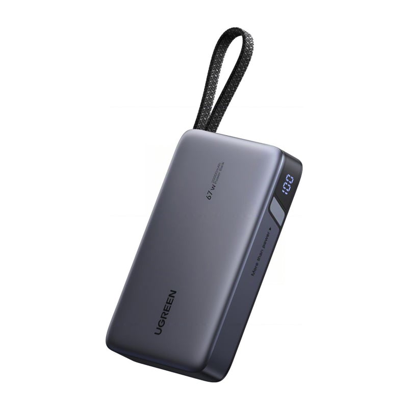 Ugreen PB550 Powerbank 20000mAh USB + USB-C, 67W, beépített kábel (szürke)-0