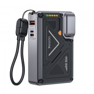 Yesido - Powerbank (YP89) - Mágneses, Gyors töltés, USB, Lightning, Type-C, Beépített állvány, LED fények, 10000mAh, 22.5W- Szürke