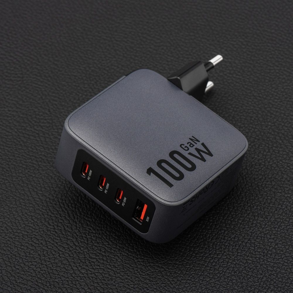 FORCELL F-ENERGY GaN VT-46 utazó töltő 3 x USB-C + USB A PD QC4.0 5A 100W szürke-2