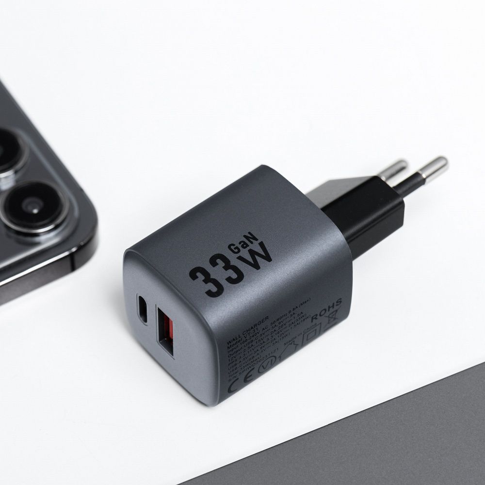 FORCELL F-ENERGY GaN VT-31 hálózati töltő Type C + USB A PD QC4.0 3A 33W szürke-6
