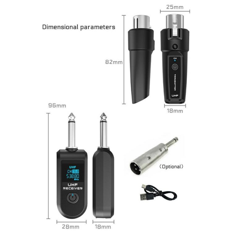 K1 vezetékes–vezeték nélküli mikrofon átalakító szett kézi dinamikus mikrofonhoz (1 adó XLR + 1 vevő 6.35 JACK)-5