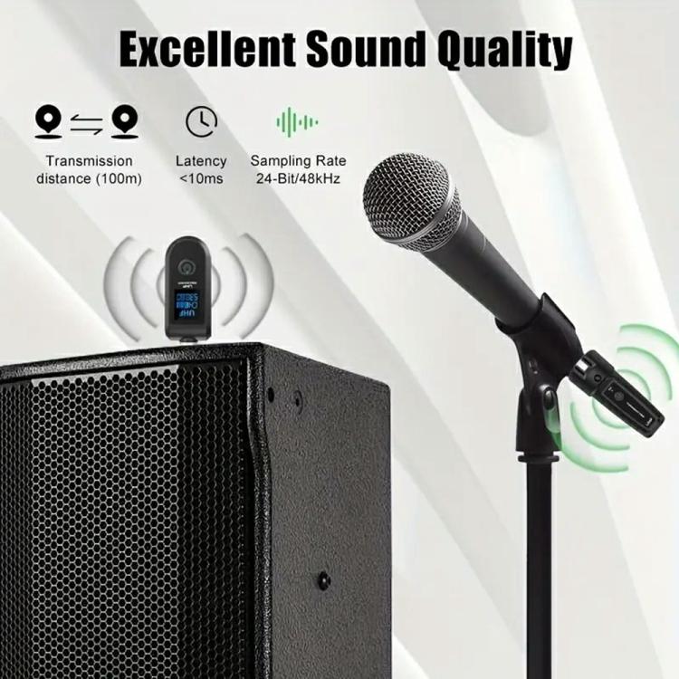 K1 Kézi mikrofon vezeték nélküli átalakító, 2 Adó XLR + 1 Vevő 6.35 JACK-2