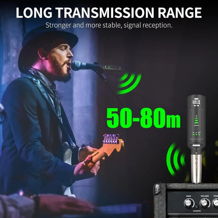 Vezeték nélküli XLR Adó + Vevő UHF  - mikrofonhoz / gitárhoz fekete (XTUGA SF-1 )-2