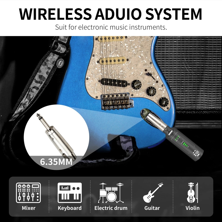 Vezeték nélküli XLR Adó + Vevő UHF  - mikrofonhoz / gitárhoz fekete (XTUGA SF-1 )-4