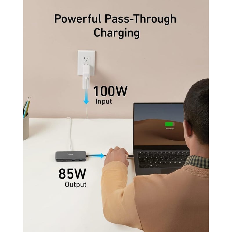 USB-C Hub Anker 555, 2 x USB-A 3.2 - 2 x USB-C - 1 x HDMI - 1 x RJ45 - 1 x SD - 1 x microSD, Szürke-3