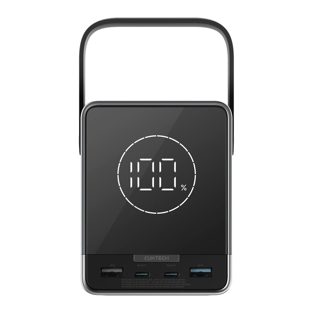 Cuktech Powerbank 300W 40000mAh vezeték nélküli töltéssel 2x USB-C + 2x USB-A - Fekete-15