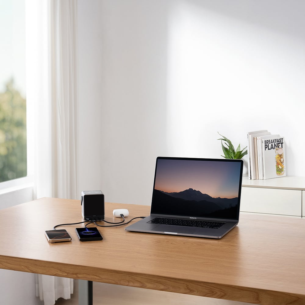 Cuktech Powerbank 300W 40000mAh vezeték nélküli töltéssel 2x USB-C + 2x USB-A - Fekete-13