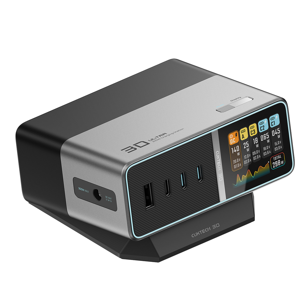 Cuktech TA3005U 300W GaN 5 az 1-ben tölőállomás Digitális Kijelzővel - Ezüst-0