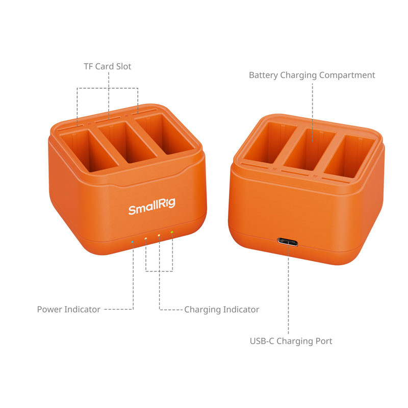 Smallrig 5921 Camera Battery Charger for DJI Action 6 / Action 5 Pro / Osmo 360-1