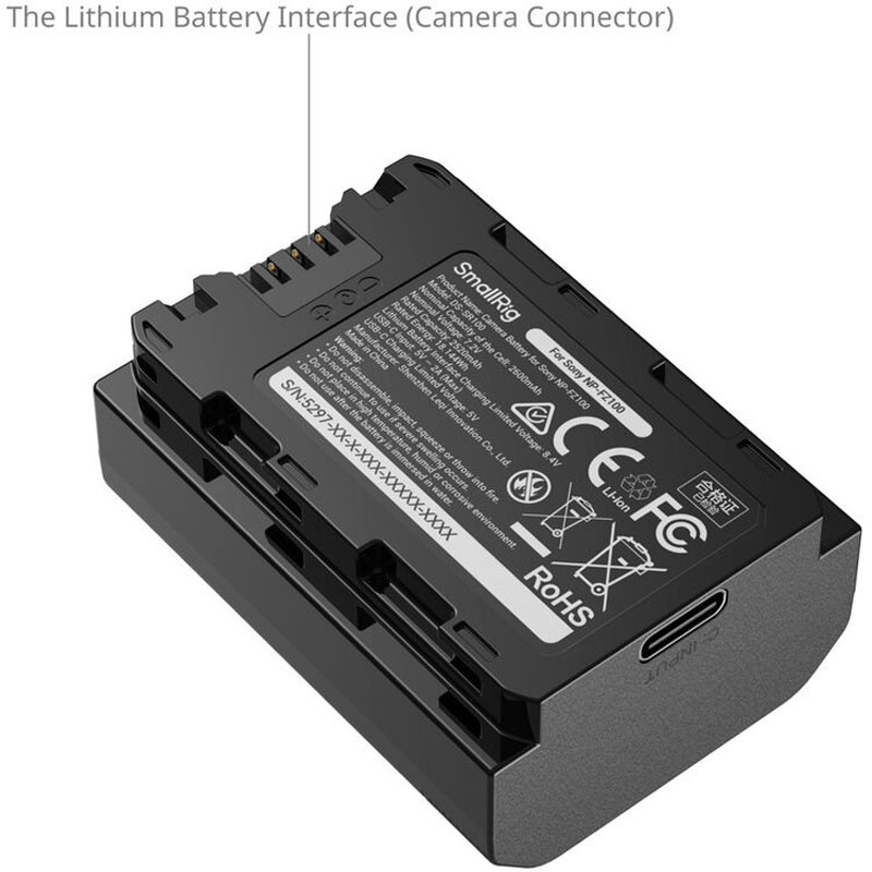 Smallrig 5297 USB-C Camera Battery with Power Display for Sony NP-FZ100-3
