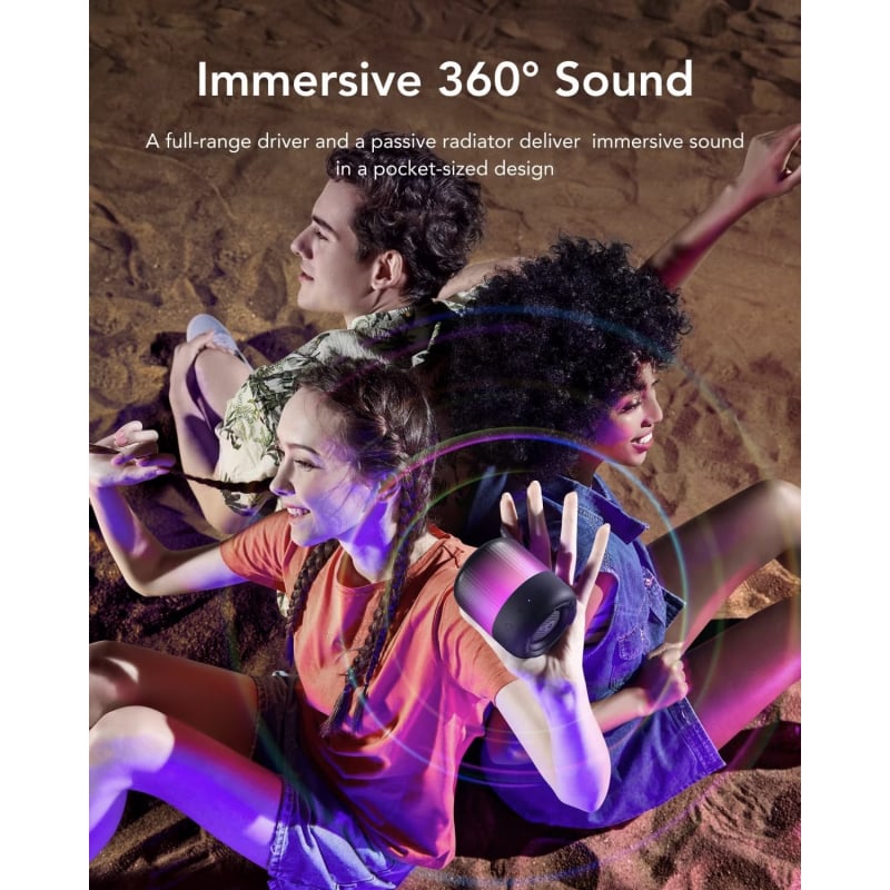 Bluetooth Hangszóró Anker SoundCore Glow Mini, 8W, RGB, Vízálló, Fekete A3136G11-5