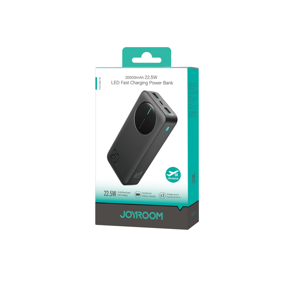 Joyroom JR-PBF14 Pro Powerbank 22.5W 20000mAh digitális kijelzővel 2x USB-A 1x USB-C - Fekete-8