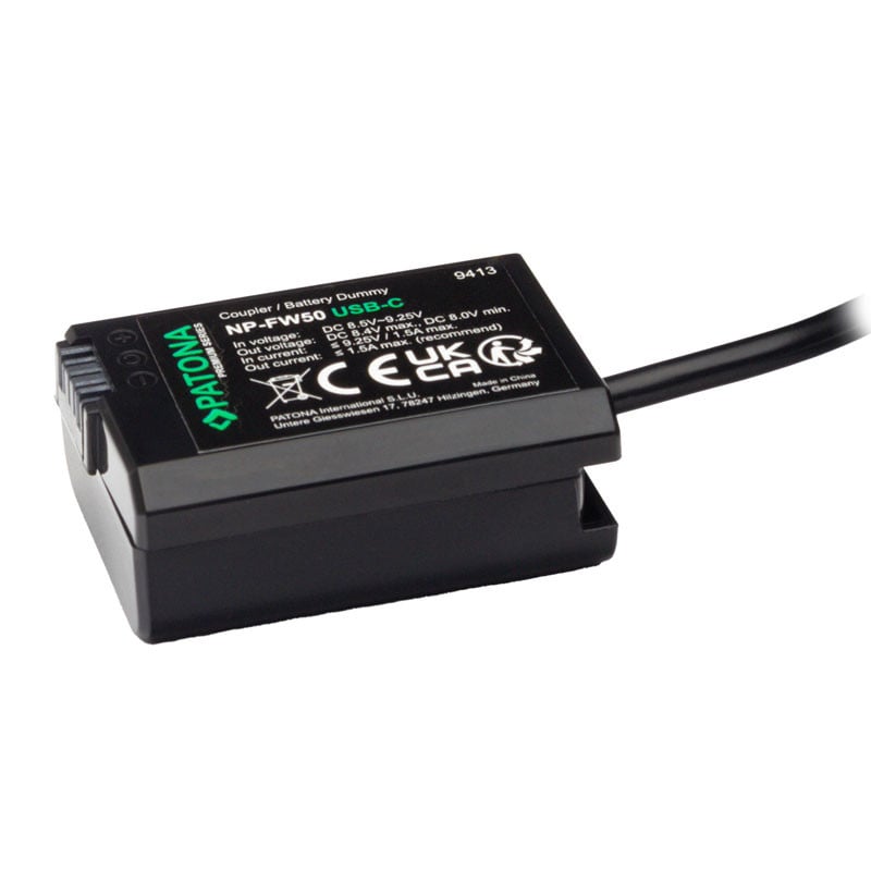 Patona Premium USB-C Input akkumulátor adapter Sony NP-FW50-hez-1