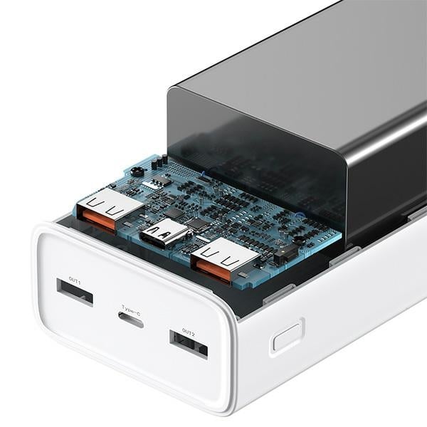 USAMS Powerbank PB68 30000mAh 65WQC3.0+PD Gyors Töltés + USB-C/USB-C kábel 100W fehér-5